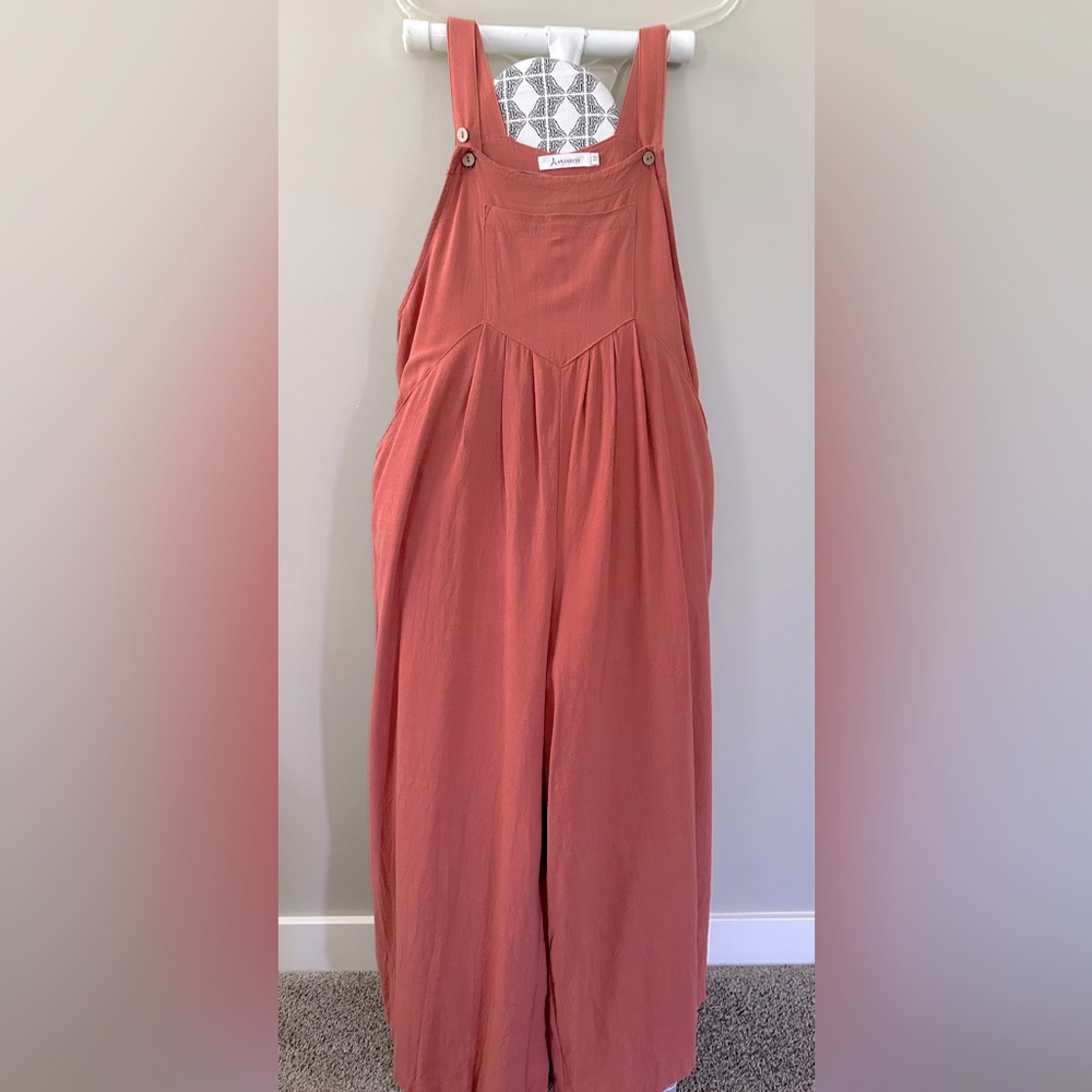 ANRABESS Women’s Overalls Jumpsuit — Rust, Size Medium